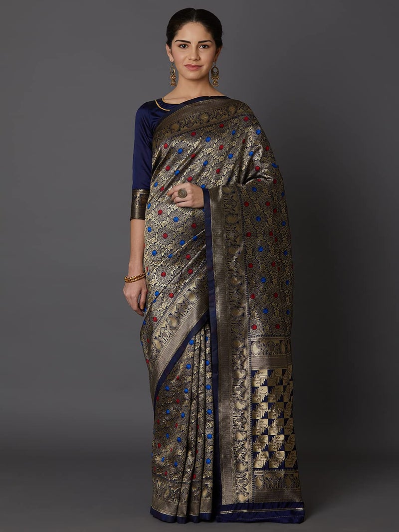 LACOSSI Pure Fancy Kanjivaram Jacquard Silk Saree Banarasi Silk Saree Rich Pallu Design Woven Jacquard Trendy Special Occassion Wear With Unstitched Blouse Piece 2025 Trendy (Apple-2801) - Image 2