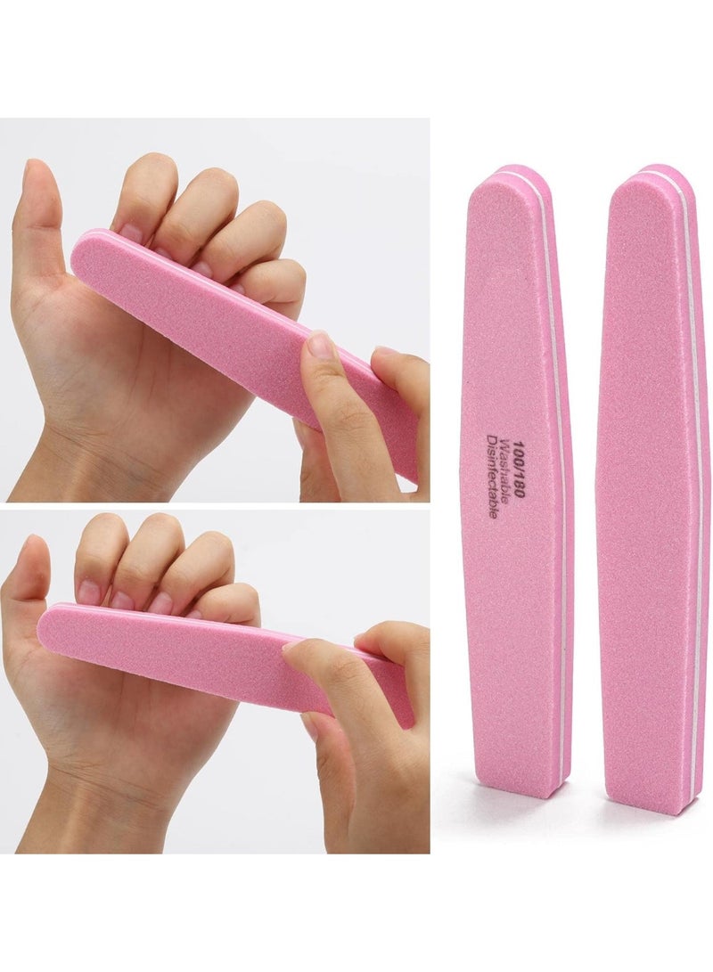 LA PERLA TECH  20Pcs Nail Buffer Block Files Sponge Washable Double Sided 100/180 Sanding Buffing File(Pink) - Image 1