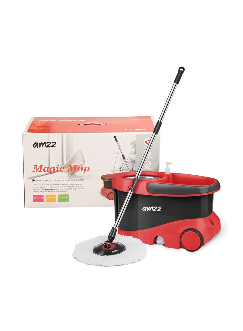 amzz Amzz Deluxe Effortless Spin Mop and basket set with wheels,Cleaning mop and basket refillable water tank with 2 extra mop head,Multifunctional mop and bucket set with Wheels for fast Home Cleaning  - Image 1
