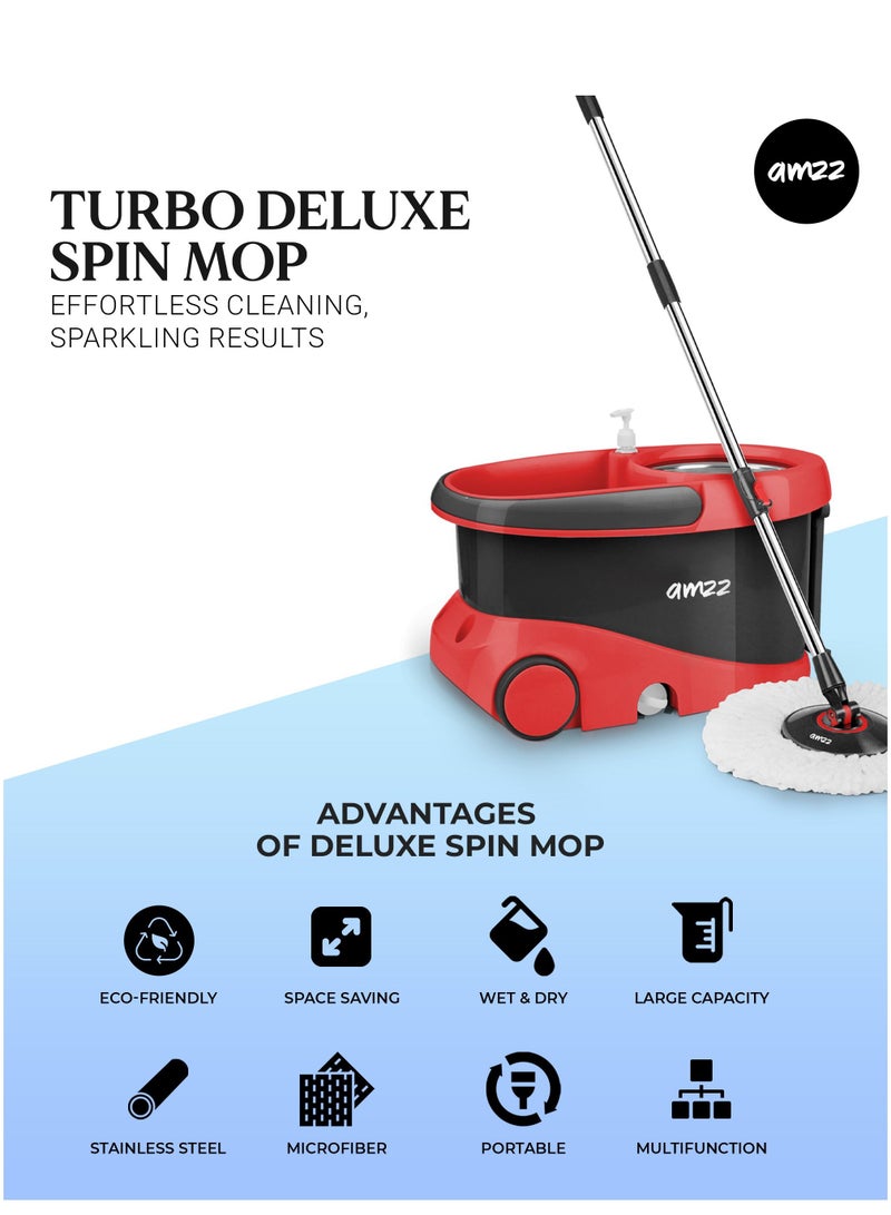 amzz Amzz Deluxe Effortless Spin Mop and basket set with wheels,Cleaning mop and basket refillable water tank with 2 extra mop head,Multifunctional mop and bucket set with Wheels for fast Home Cleaning  - Image 5