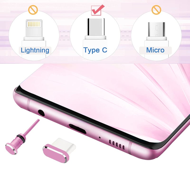 Careflection غطاء USB C واقي من الغبار، غطاء منفذ شحن نوع C وفتحة سماعة الهاتف، واقي من الأوساخ، متوافق مع سامسونج جالاكسي S21 بيكسل ون بلس لابتوب ماك بوك برو أندرويد وردي 2 عبوة - Image 2