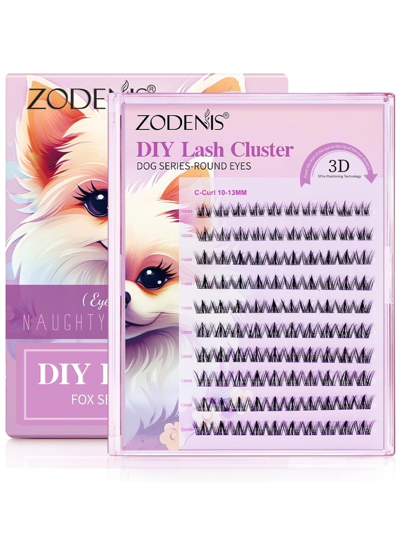ZODENIS - 100Pcs Lashes Cluster DIY Lash Extension Kit Cute Dog Series 11-16mm Mix Individual Lashes Dog Eye Lashes Natural Look Cluster Lashes C Curl Wispy False Eyelashes Lash Kit - Image 1