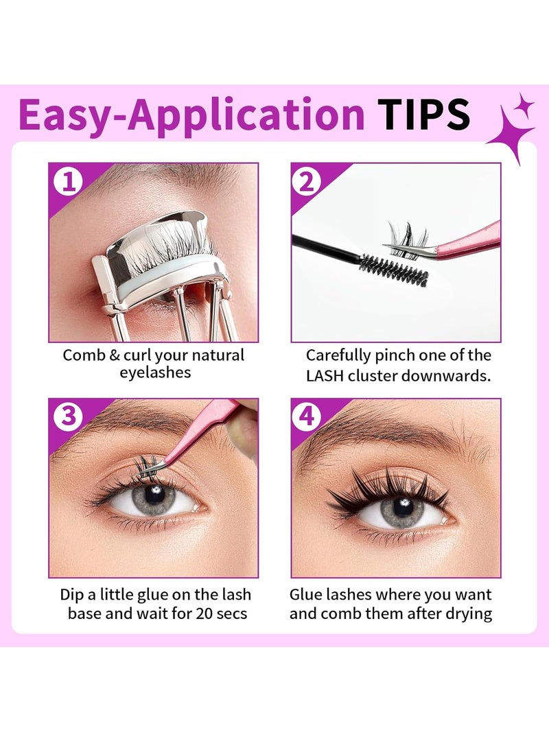 ZODENIS - 100Pcs Lashes Cluster DIY Lash Extension Kit Cute Dog Series 11-16mm Mix Individual Lashes Dog Eye Lashes Natural Look Cluster Lashes C Curl Wispy False Eyelashes Lash Kit - Image 1