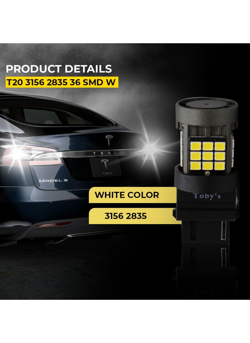 Toby's Toby's Super Bright Power T20 3156 36SMD LED Bulbs with 2835 Chip replacement for Back Up Reverse Brake Lights (White)  - Image 4