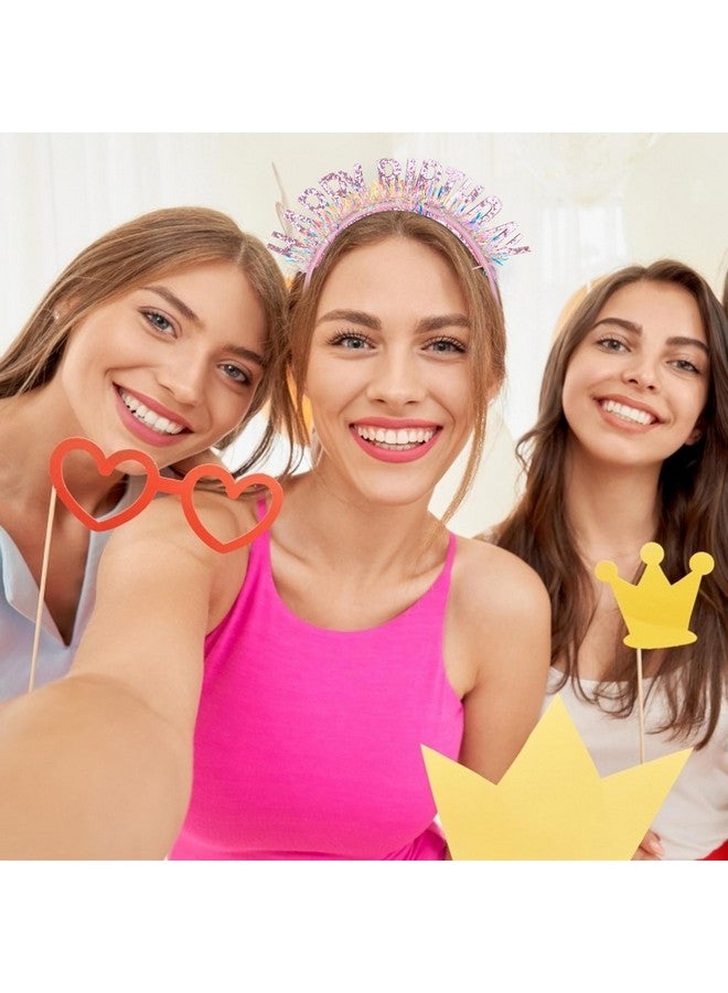 CIEHER Birthday Crown Birthday Headband Birthday Headband Happy Birthday Headband For Women Girls Birthday Girl Headband Birthday Tiara Happy Birthday Decorations Birthday Gifts Pink - Image 2