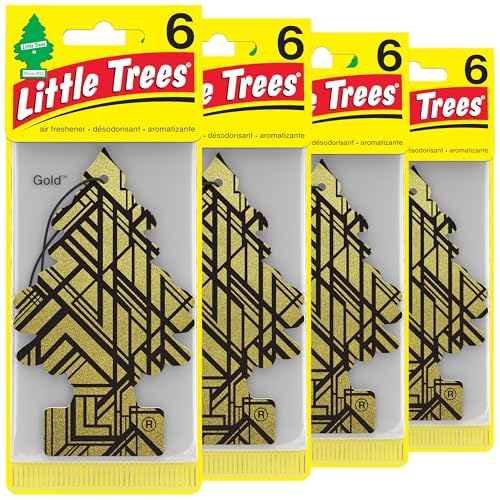 LITTLE TREES Air Fresheners Car Air Freshener. Hanging Tree Provides Long Lasting Scent for Auto or Home. Gold, 24 Air Fresheners - Image 1