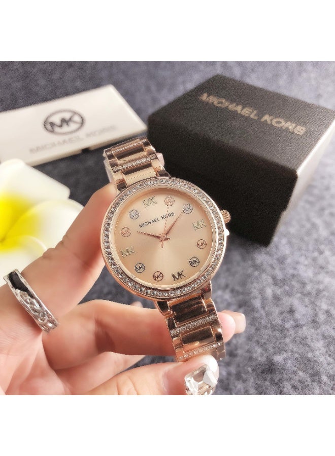 ام كي Michael Kors Rose Gold - Tone Crystal - Embellished Watch