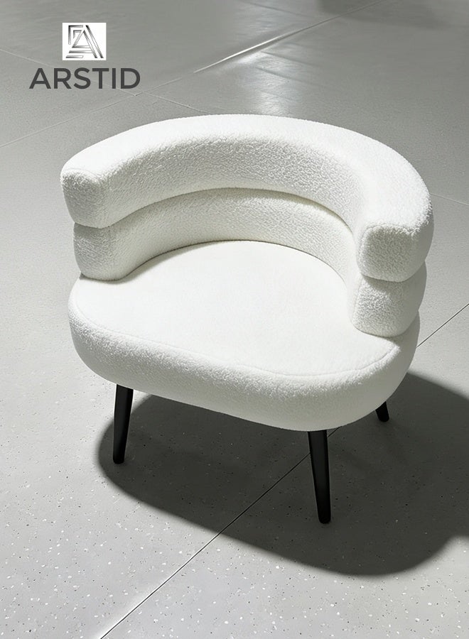 ARSTID Cozy Boucle Accent Chair with Double-Layer Curved Backrest for Living Room & Bedroom - Image 3