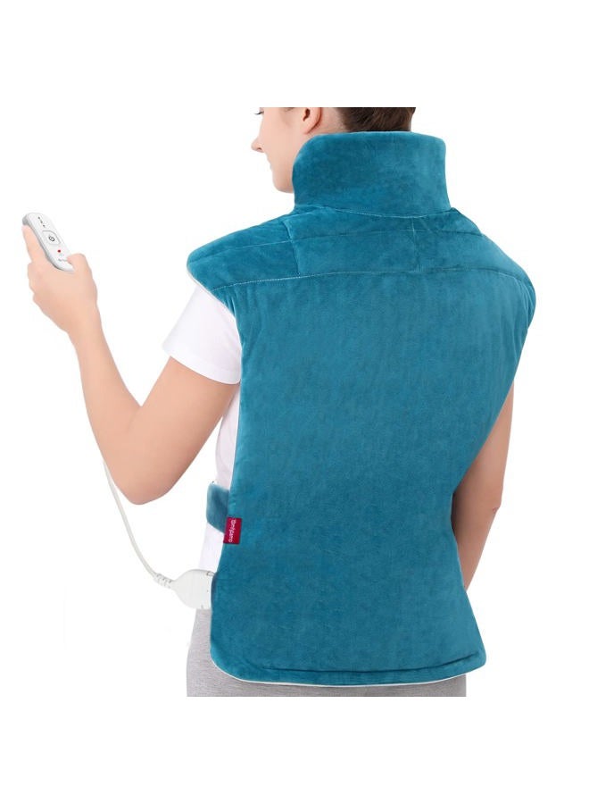 Comfytemp Heating Pad for Back Pain Relief, FSA HSA Eligible 22"x33" XXL Weighted Electric Neck Shoulders Heat Pad, 2H Auto-Off, Large Back Heated Wrap, Birthday Gifts for Women Men, Washable, Blue - Image 1