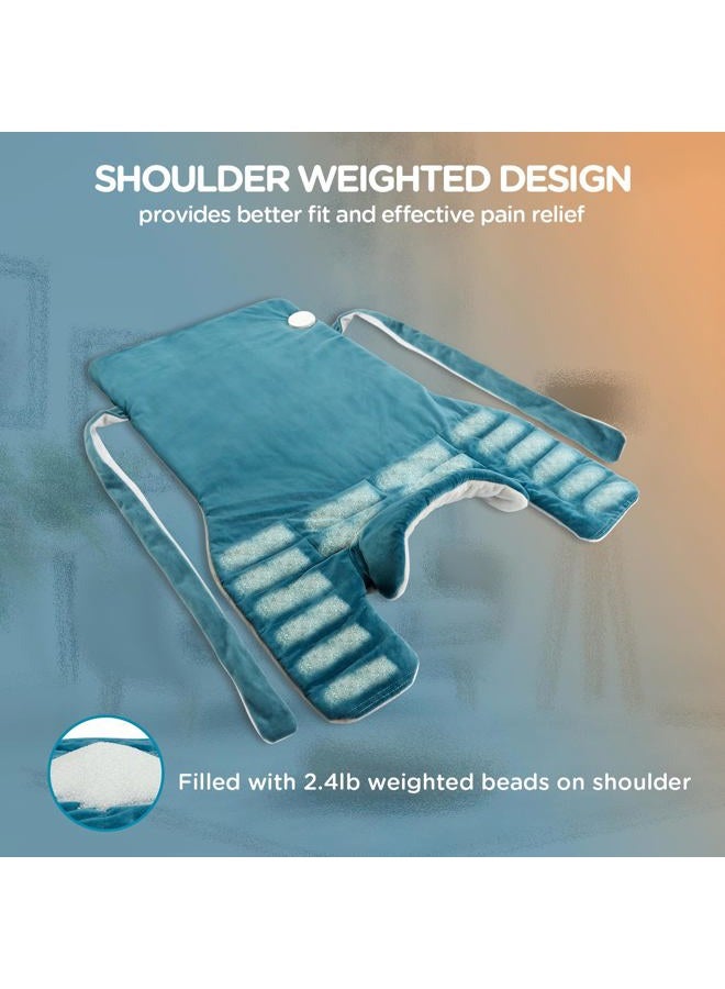 Comfytemp Heating Pad for Back Pain Relief, FSA HSA Eligible 22"x33" XXL Weighted Electric Neck Shoulders Heat Pad, 2H Auto-Off, Large Back Heated Wrap, Birthday Gifts for Women Men, Washable, Blue - Image 4