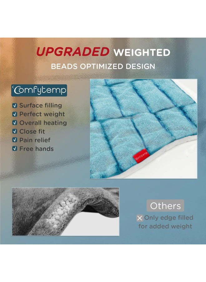 Comfytemp Heating Pad for Back Pain Relief, FSA HSA Eligible 22"x33" XXL Weighted Electric Neck Shoulders Heat Pad, 2H Auto-Off, Large Back Heated Wrap, Birthday Gifts for Women Men, Washable, Blue - Image 3