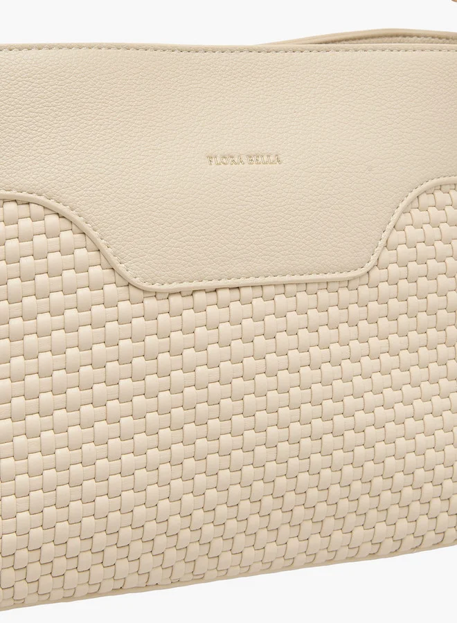 Flora Bella By Shoexpress Textured Crossbody Bag with Zip Closure and Adjustable Strap