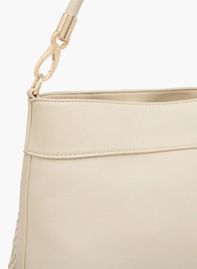 Flora Bella By Shoexpress Textured Crossbody Bag with Zip Closure and Adjustable Strap