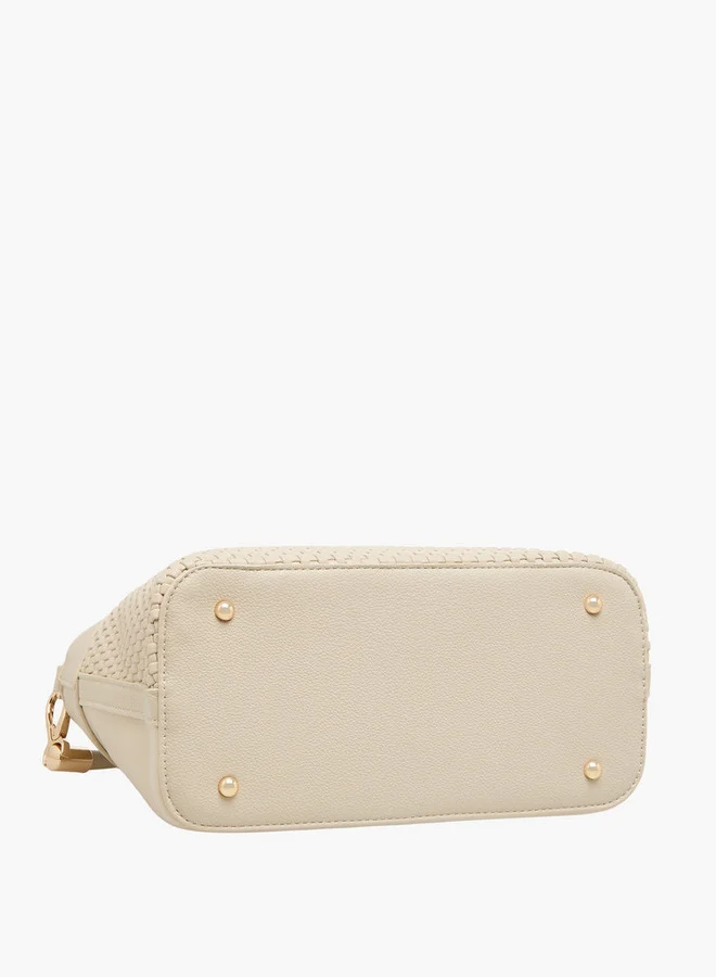Flora Bella By Shoexpress Textured Crossbody Bag with Zip Closure and Adjustable Strap