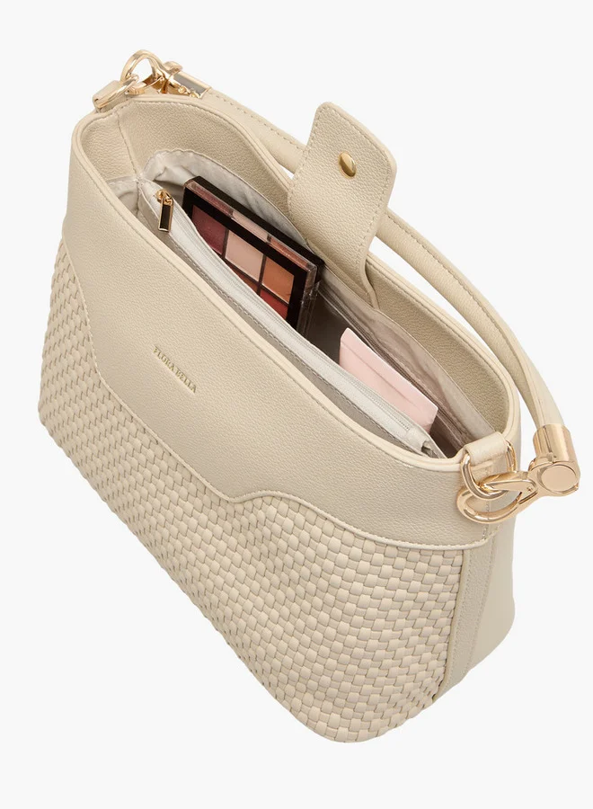 Flora Bella By Shoexpress Textured Crossbody Bag with Zip Closure and Adjustable Strap