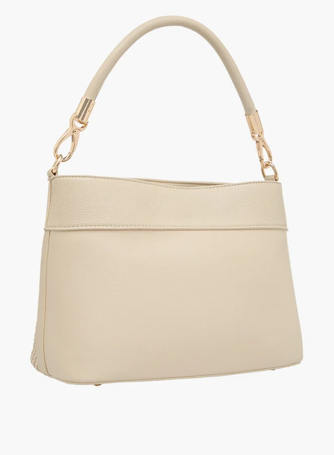 Flora Bella By Shoexpress Textured Crossbody Bag with Zip Closure and Adjustable Strap
