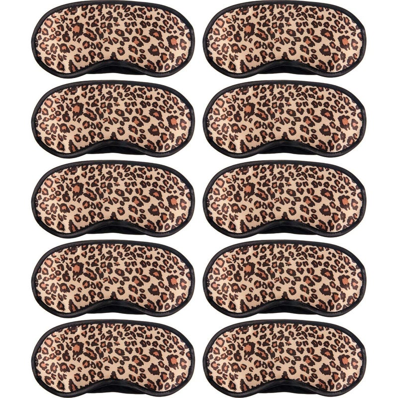 Acfun 10 Pack Sleep Mask Leopard Eye Masks Shade Cover for Sleeping Shift Work Naps Travel Pouch Night Blindfold Airplane Relaxing Eyeshade Cover with Nose Pad for Men Women