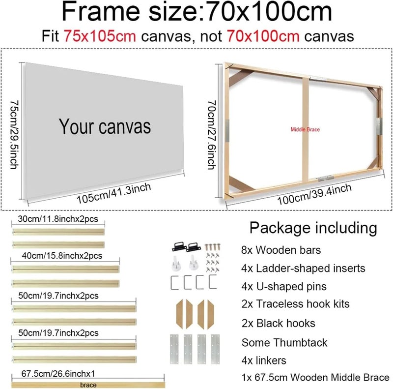 إطارات صور بأحجام 40x60، 50x70، 40x50 سم؛ إطارات قماشية، إطارات خشبية، إطارات خشبية للصور الزيتية، إطارات خشبية للرسومات بأسلوب الماس، إطارات خشبية للتعليق على الجدران (70x100 سم). - Image 2