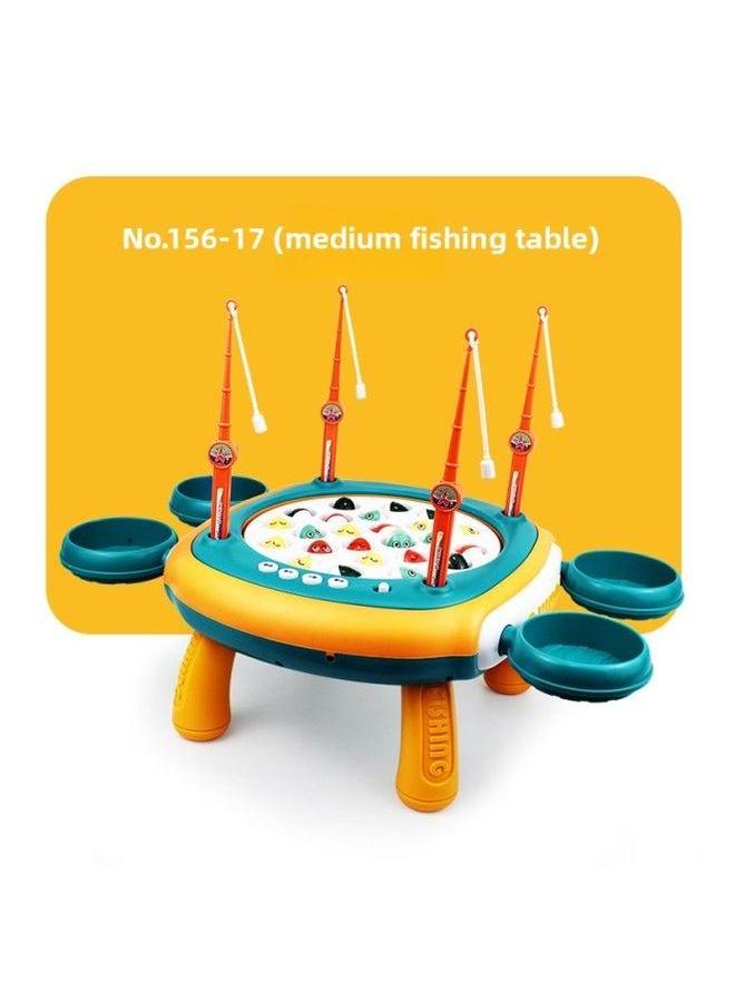 Children's Electric Magnetic Fishing Table Toy Backpack Sailboat Multi-function Early Education Music Rotating Plate-Color:156-17 Medium  - Image 1