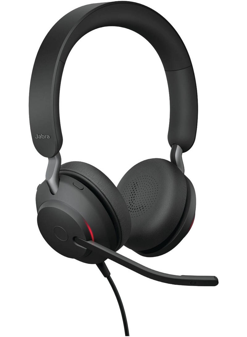 Jabra Evolve2 40 SE Stereo Wired Headset – Microsoft Teams Certified, USB-C/A, 3-Microphone Call Technology, 40mm Speakers, Passive Noise Isolation, Memory Foam Ear Cushions, Busylight, Boom Arm Mute, Jabra SafeTone 2.0, Black | 24189-999-799 - Image 2