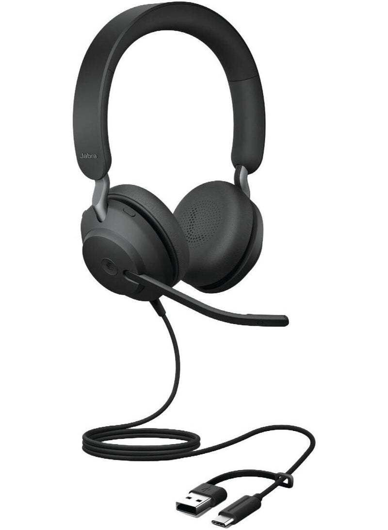 Jabra Evolve2 40 SE Stereo Wired Headset – Microsoft Teams Certified, USB-C/A, 3-Microphone Call Technology, 40mm Speakers, Passive Noise Isolation, Memory Foam Ear Cushions, Busylight, Boom Arm Mute, Jabra SafeTone 2.0, Black | 24189-999-799 - Image 1