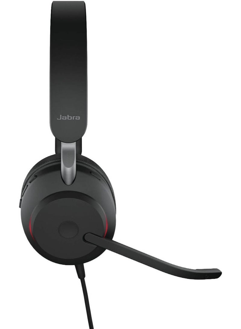 Jabra Evolve2 40 SE Stereo Wired Headset – Microsoft Teams Certified, USB-C/A, 3-Microphone Call Technology, 40mm Speakers, Passive Noise Isolation, Memory Foam Ear Cushions, Busylight, Boom Arm Mute, Jabra SafeTone 2.0, Black | 24189-999-799 - Image 4
