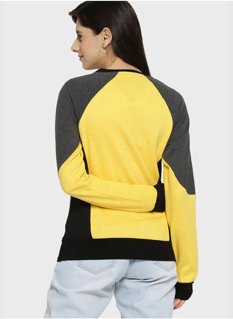 Campus Sutra Color block Sweatshirt