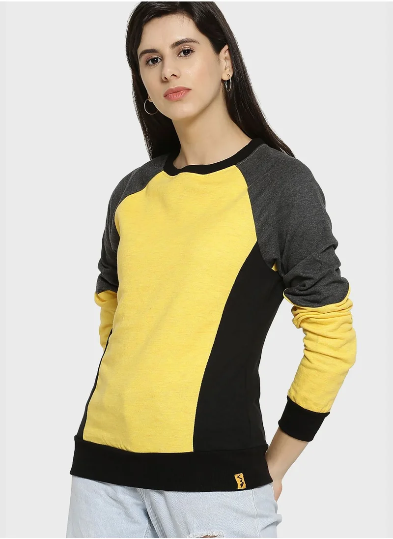 Campus Sutra Color block Sweatshirt