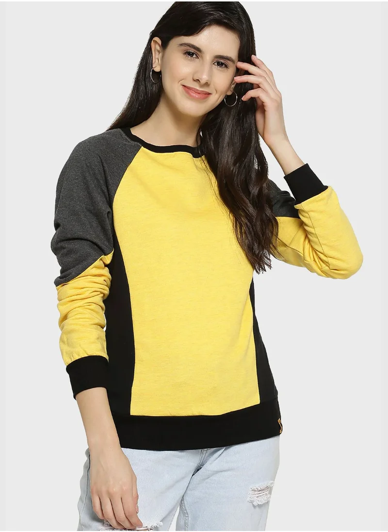 Campus Sutra Color block Sweatshirt