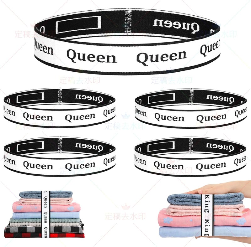 wuher 4Pcs Bed Sheet Organizer Bands Sheets Labels for Bedding ，Sheet Size Bands Linen Closet Storage Sheet Set Organizer Sheet Keeper Band (Queen) - Image 1