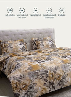Good Sleep Designer Duvet Set (6-Piece) Yellow Floral King Size (220x240 cm), Premium Fabric, Breathable & Elegant | Includes 1 Duvet Cover, 1 Fitted Bedsheet & 4 Pillow Covers with Zipper Closures  - Image 1