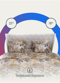 Good Sleep Designer Duvet Set (6-Piece) Yellow Floral King Size (220x240 cm), Premium Fabric, Breathable & Elegant | Includes 1 Duvet Cover, 1 Fitted Bedsheet & 4 Pillow Covers with Zipper Closures  - Image 5