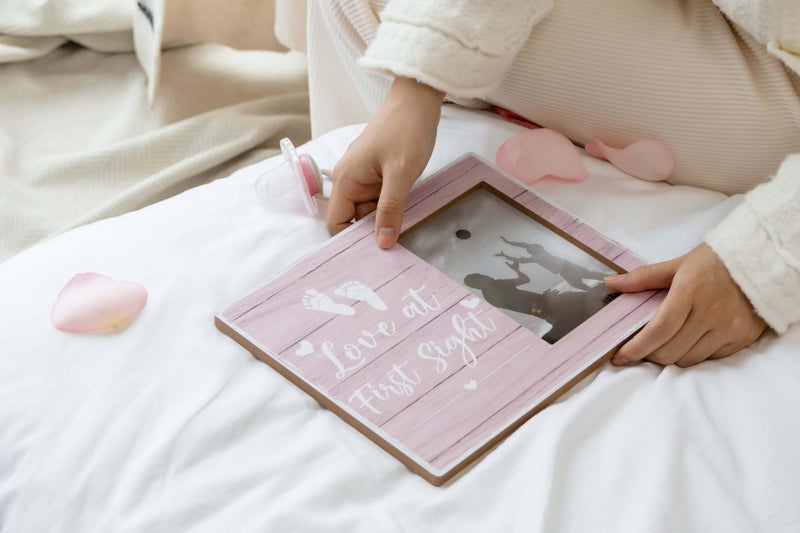 Orchroma Baby Picture Frames Baby Gir Picture Frame Baby Girl Nursery Decor Love at First Sight Photo Frame Gender Reveal Gifts New Father Mom to be Gifts (pink) - Image 4