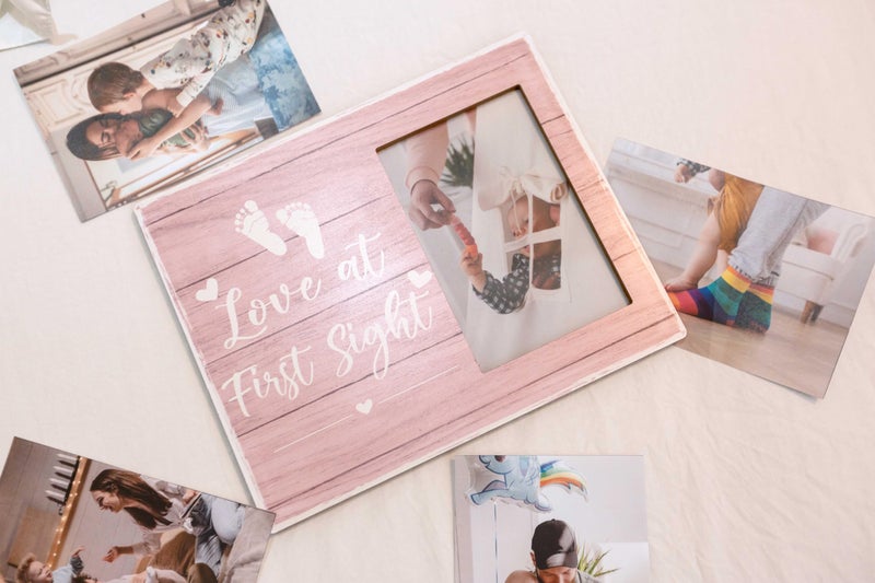 Orchroma Baby Picture Frames Baby Gir Picture Frame Baby Girl Nursery Decor Love at First Sight Photo Frame Gender Reveal Gifts New Father Mom to be Gifts (pink) - Image 2