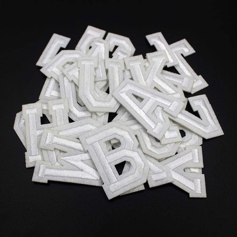 SeBeauty Letter Iron On Patches Sew On Appliques with White Embroidered Patch AZ Letter Badge Decorate Repair Patches for Hats Jackets Shirts Vests Shoes Jeans26 PCS Alphabet Set