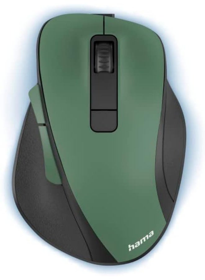 Hama | Ergonomic Mouse (Wireless Mouse, 6 Buttons, 2.4 GHz, BlueWave, 800/1200/1600 dpi, Optical, Wireless, Ergonomic Mouse for Laptop/PC, Battery, Right-Handed User), Green - Image 1