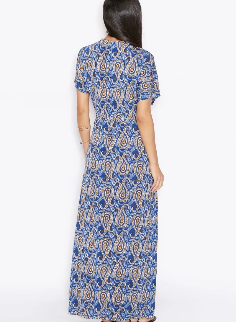 ELLA Printed Lace Up Maxi Dress