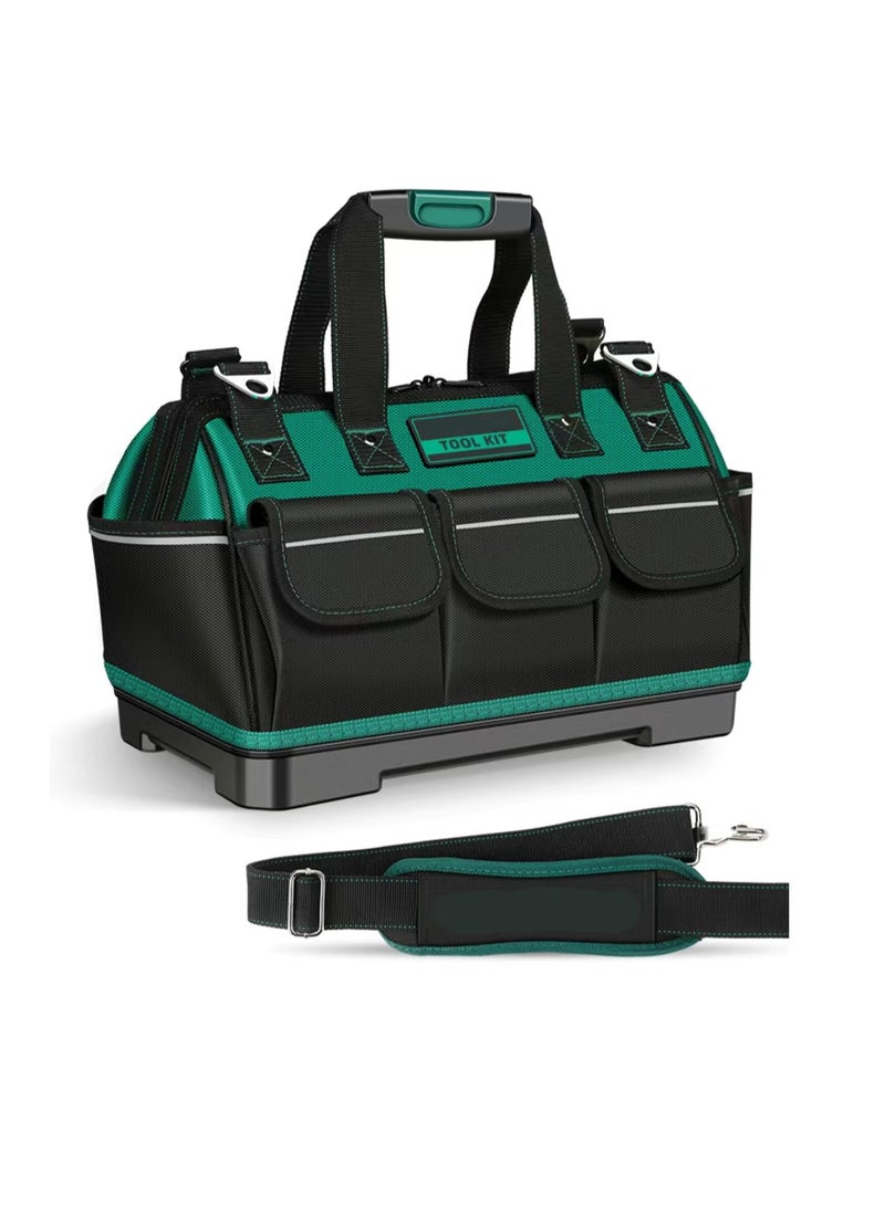 16 Inch Tool Bag with Night Reflective Strips, Waterproof Tool Organizer, Adjustable Shoulder Straps, Heavy Duty Tool Bag Organizer with ABS Molded Base  - Image 1