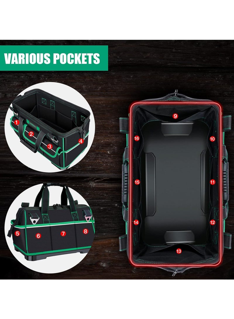 16 Inch Tool Bag with Night Reflective Strips, Waterproof Tool Organizer, Adjustable Shoulder Straps, Heavy Duty Tool Bag Organizer with ABS Molded Base  - Image 5