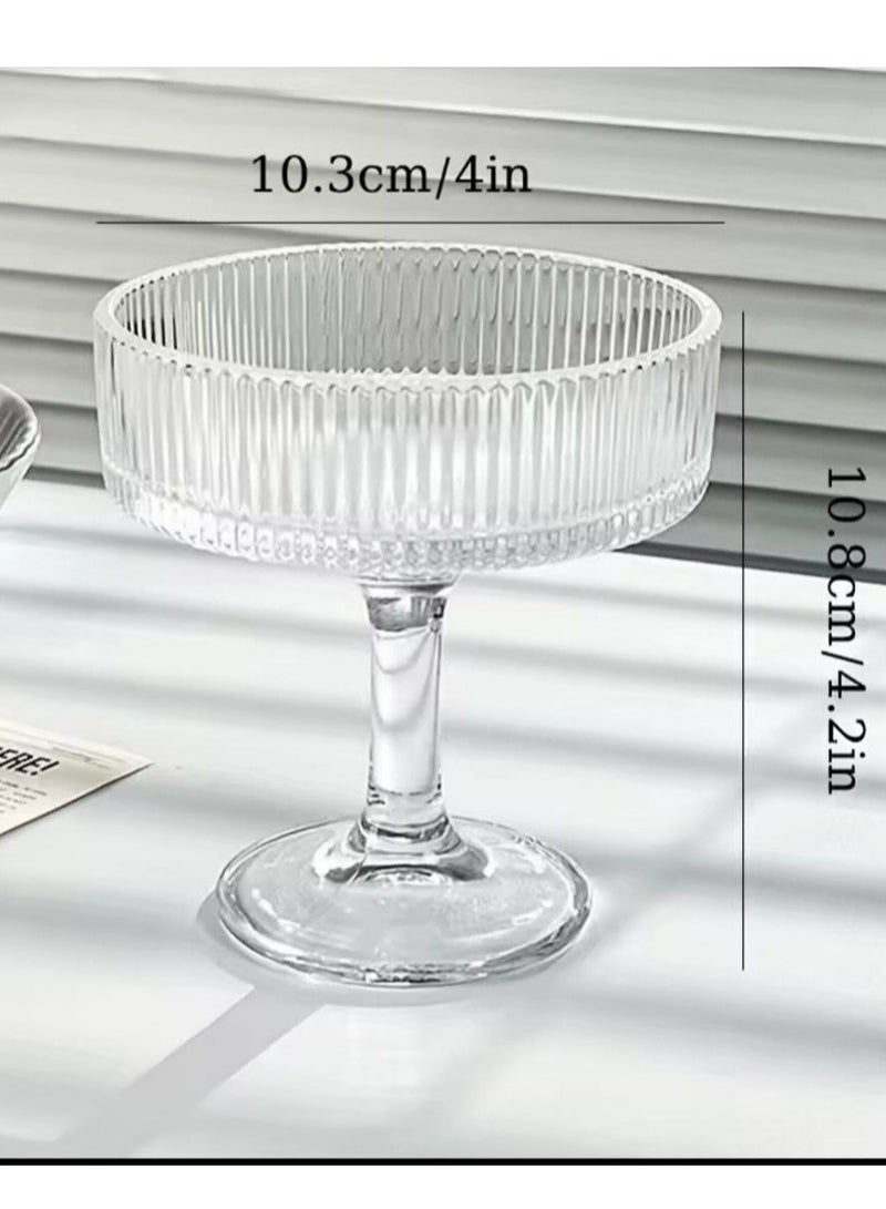 Classic elegant hand blown ribbed cocktail glass suitable for cocktails, one piece  - Image 5