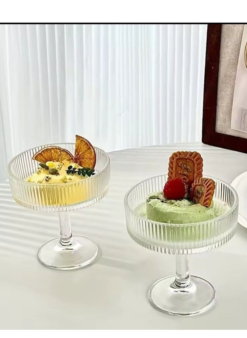 Classic elegant hand blown ribbed cocktail glass suitable for cocktails, one piece  - Image 3