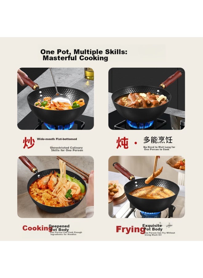 Olofe Iron Wok, Non-coated, For 1-2 People, Small Stir-fry Pan, Suitable For Gas And Induction Cookers, Baby Food, Small Size, 20 CM - Image 3