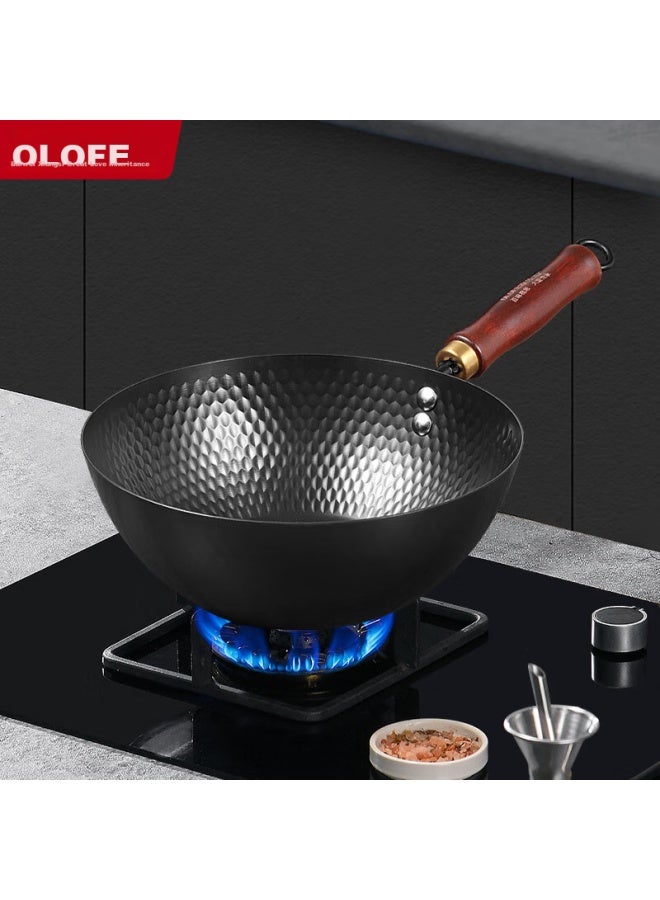 Olofe Iron Wok, Non-coated, For 1-2 People, Small Stir-fry Pan, Suitable For Gas And Induction Cookers, Baby Food, Small Size, 20 CM - Image 1