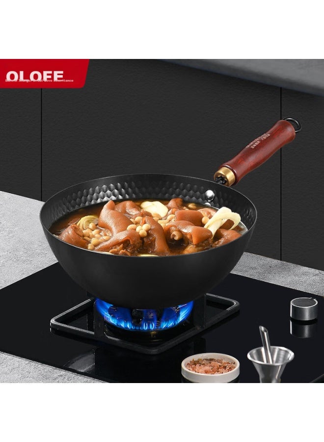 Olofe Iron Wok, Non-coated, For 1-2 People, Small Stir-fry Pan, Suitable For Gas And Induction Cookers, Baby Food, Small Size, 20 CM - Image 2
