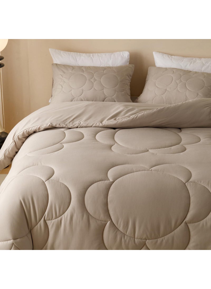 Luxlovery Luxlovery Mocha Coffee Comforter Set King Khaki Sunflower Quilts Boho Beige Coffee Bedding Comforter Set Boho Farmhouse Soft Breathable Comforter 3PCS Bed Set  - Image 4