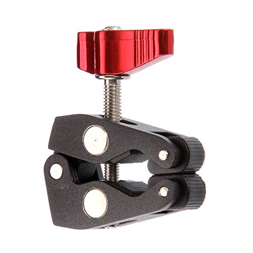 FocusFoto Articulated Magic Arm Crab Claw Super Clamp Clip Holder with 1/4" 3/8" Mount for Studio Flash Light DSLR Camera Tripod Monopod Monitor Video LED Light (Black & Red) - Image 3