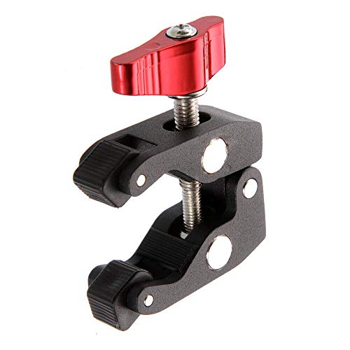 FocusFoto Articulated Magic Arm Crab Claw Super Clamp Clip Holder with 1/4" 3/8" Mount for Studio Flash Light DSLR Camera Tripod Monopod Monitor Video LED Light (Black & Red) - Image 1