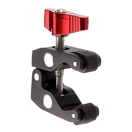 FocusFoto Articulated Magic Arm Crab Claw Super Clamp Clip Holder with 1/4" 3/8" Mount for Studio Flash Light DSLR Camera Tripod Monopod Monitor Video LED Light (Black & Red) - Image 5