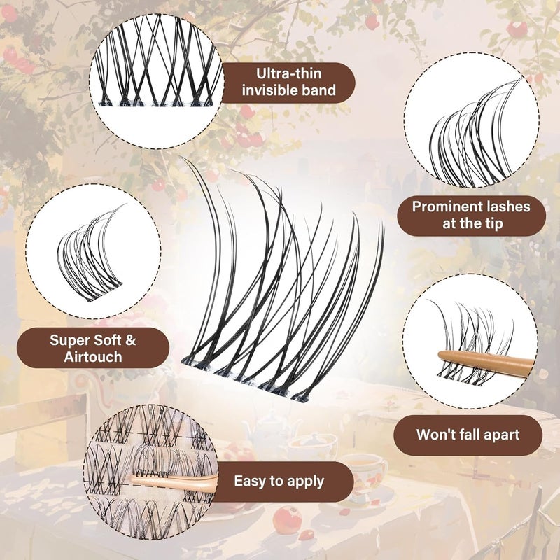 JMS&JMS Venus Lash Clusters Kit Natural Velour Lash Clusters Invisible Band Lash Kit Velure Eyelash Clusters with Lash Bond and Seal Eyelash Applictor Lash Remover for Beginner (Flora-C-8-18MIX) - Image 2