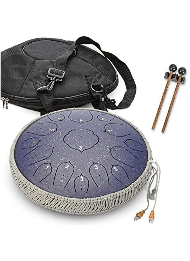 Blue 15 Notes 14 Inches Steel Tongue Drum Healing Drum Wide Range Steel Drum with Carrying Bag & Mallets - pzsku/Z63E5BD991803CD4B65F4Z/45/_/1725163777/ab25e91b-4ad2-4163-ac4a-65aef98483cf